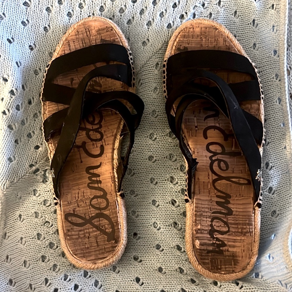 Sam Edelman Black Averie Espadrille slide sandals Size 6.5